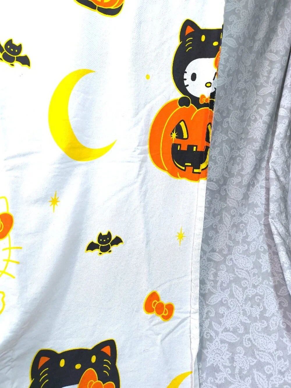 Hello Kitty Halloween Shower Curtain- Jack-o-lantern - black cat - moon - ghost